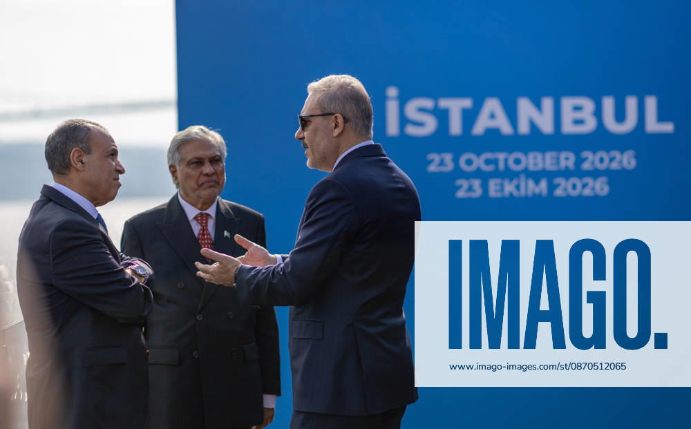 R4 Foreign Ministers Meeting in Istanbul ISTANBUL, TURKIYE - OCTOBER 23: Turkish Foreign Minister Hakan Fidan (R) meets with Pakistani Foreign Minister Muhammad Ishaq Dar (C), Egyptian Foreign Minister Badr Abdelatty (L), and Saudi Arabian Foreign Minister Faisal bin Farhan Al Saud (not seen) on the sidelines of R4 Foreign Ministers Meeting, bringing together Turkiye, Egypt, Pakistan and Saudi Arabia, hosted by Fidan in Istanbul, Turkiye, on October 23, 2026. Mustafa Hatipoglu Anadolu Istanbul Turkey. Editorial use only. Please get in touch for any other usage.