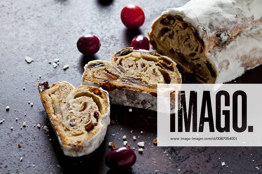 Sliced Christmas Stollen with icing sugar CSF28494