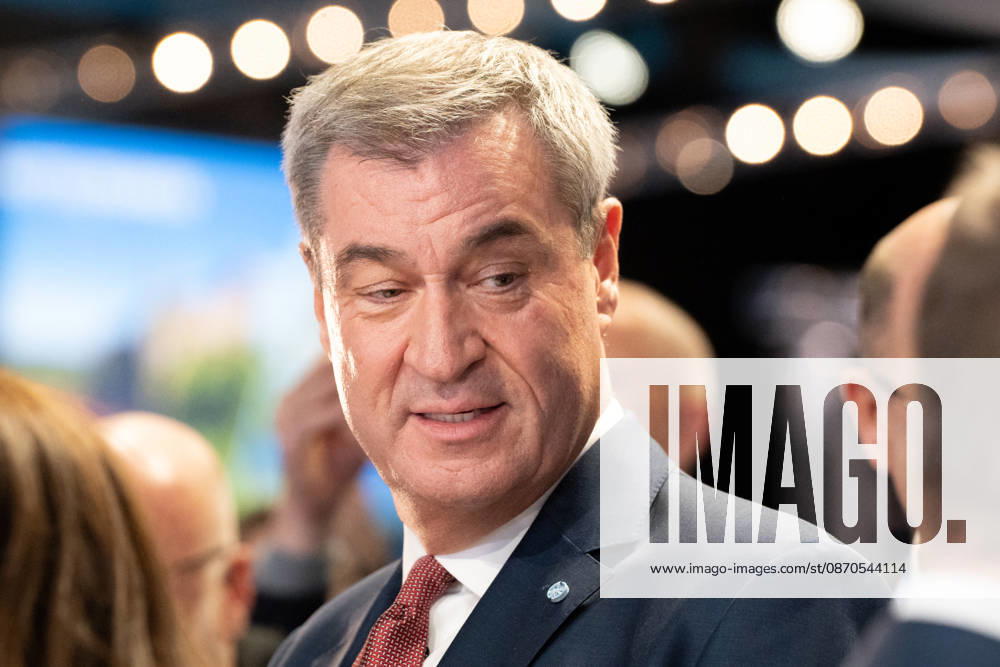 Munich, Bavaria, Germany October 23, 2026: The 2026 party convention of the CSU (Christian Social Union) at the Munich Trade Fair Center. Close-up of Minister President Dr. Markus Söder