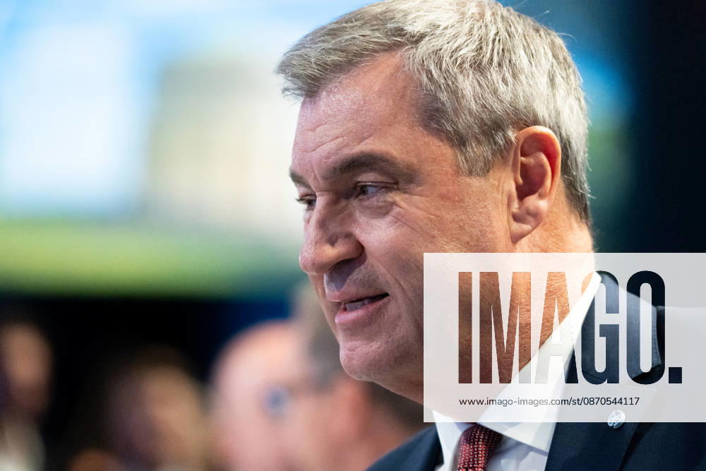 Munich, Bavaria, Germany October 23, 2026: The 2026 party convention of the CSU (Christian Social Union) at the Munich Trade Fair Center. Close-up of Minister President Dr. Markus Söder