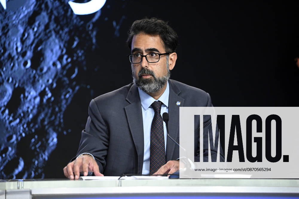 NASA Associate Administrator Amit Kshatriya speaks during a press conference at the Kennedy Space Center on Friday October 23, 2026. NASA is providing an update on the acceleration of the Artemis Program as they continue to prepare for returning crewed missions to the moon. KSP202610230007 JOExMARINO