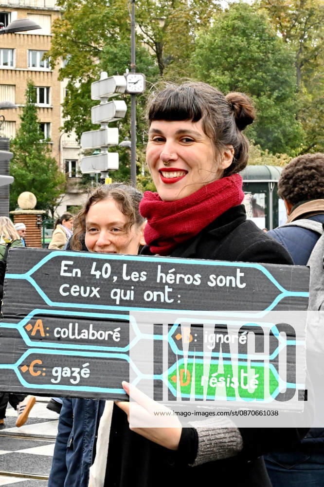 Yellow Vests Protest Act II - Paris Demonstration in favor of purchasing power, the protection of public services, and fiscal and social justice, as part of a nationwide call for mobilisation bringing together former members of the Yellow Vest movement, labor unions, high school and university students. in Paris on October 24, 2026. Photo by Karim Ait Adjedjou ABACAPRESS.COM Paris France