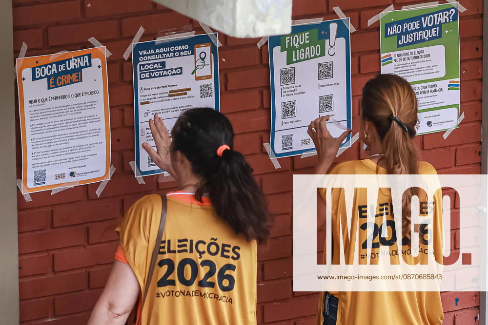 Preparation and organization of a polling station at the Maria Luiza Miranda Bastos State School, in the Planalto neighborhoodÃ¢â‚¬located in the northern zone of Belo Horizonte, Minas GeraisÃ¢â‚¬for the second round of the 2026 elections, along with the arrival of voters and the casting of ballots this Sunday, October 25, 2026. Belo Horizonte BRAZIL - ZUMAc236 20261025_znp_c236_029