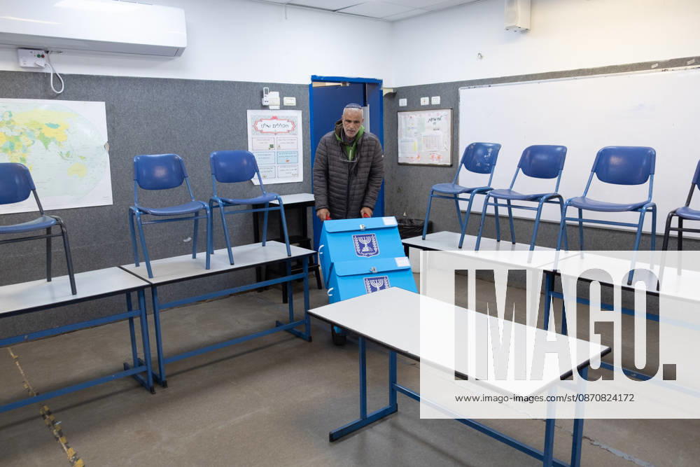 Preparations continue for upcoming Knesset parliamentary elections in Israel TEL AVIV, ISRAEL - OCTOBER 26: Ballot boxes are set up at the A.D. Gordon school in the Herzliya district of Tel Aviv, Israel, on October 26, 2026. Preparations continue for the upcoming Knesset parliamentary elections scheduled for October 27. Voting will take place tomorrow, running from 07:00 to 22:00 local time. Nir Keidar Anadolu Tel Aviv Israel. Editorial use only. Please get in touch for any other usage.