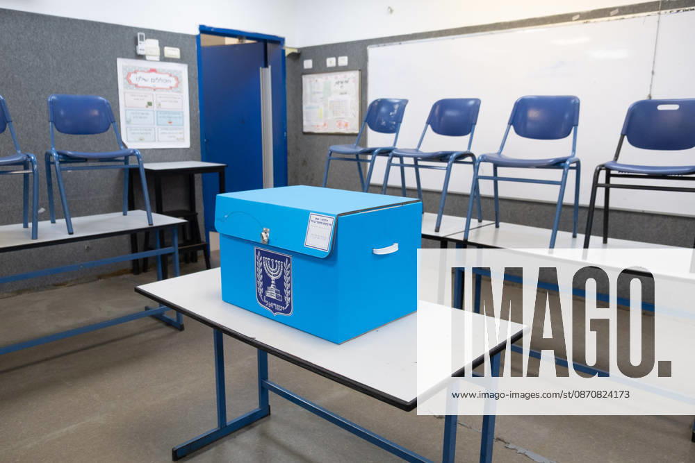 Preparations continue for upcoming Knesset parliamentary elections in Israel TEL AVIV, ISRAEL - OCTOBER 26: Ballot boxes are set up at the A.D. Gordon school in the Herzliya district of Tel Aviv, Israel, on October 26, 2026. Preparations continue for the upcoming Knesset parliamentary elections scheduled for October 27. Voting will take place tomorrow, running from 07:00 to 22:00 local time. Nir Keidar Anadolu Tel Aviv Israel. Editorial use only. Please get in touch for any other usage.