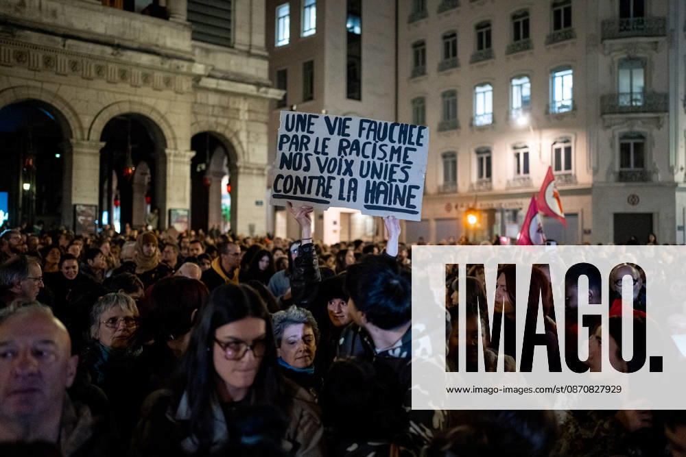 Rally in Lyon following the attacks in Trappes and La Verrière on October 26, 2026 Nicolas Liponne MAXPPP Lyon 10 26 2026 A person holding a sign that reads A life cut short by racism, Our Voices United Against Hate, during the rally in tribute to Pengo Bossio Wangi, killed in the terrorist and racist attack in Trappes and La Verrière on October 23, 2026, in front of Lyon City Hall, October 26, 2026 A person holding a sign that reads Lives Cut Short by Racism, Our Voices United Against Hate during a rally in memory of Pengo Bossio Wangi, who was killed in the racist terrorist attack in Trappes and La Verrière on October 23, 2026, in front of Lyon City Hall on October 26, 2026, Lyon, Auvergne-Rhône-Alpes, France