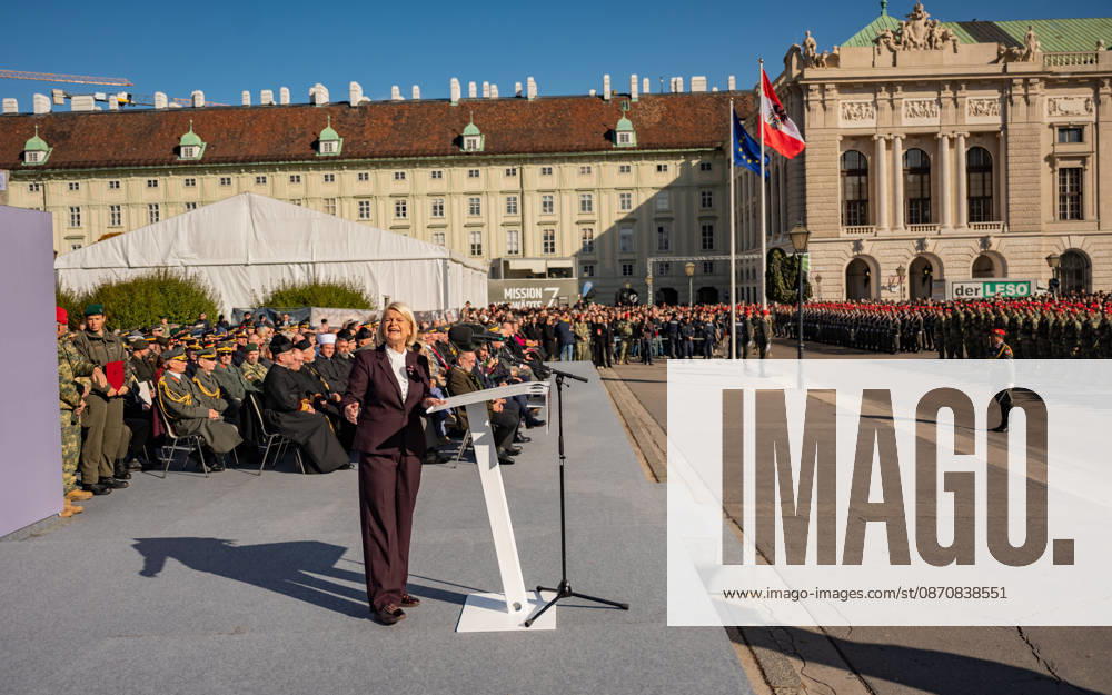 Official celebrations for Austria’s National Day 2026 Oath-taking ceremony during the official celebrations for National Day 2026 at Heldenplatz in Vienna, Austria. The photo shows ÖVP Federal Minister of Defense Klaudia Tanner in Vienna at Heldenplatz, Vienna, Austria