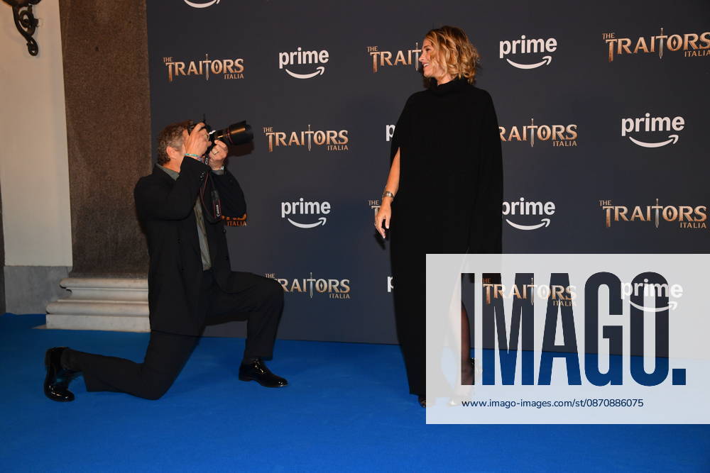 IPA90231661 - Rome, Palazzo Brancaccio: Photocall for the second season of The Traitors Italia. Pictured: Claudio Santamaria and Francesca Barra