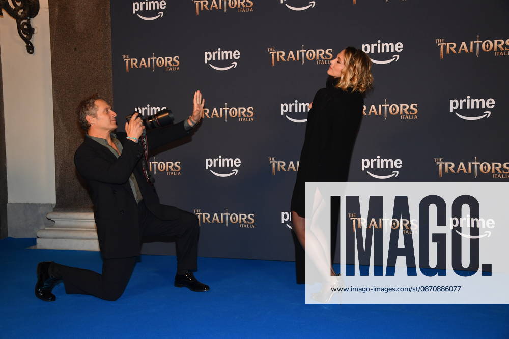 IPA90231662 - Rome, Palazzo Brancaccio: Photocall for the second season of The Traitors Italia. Pictured: Claudio Santamaria and Francesca Barra