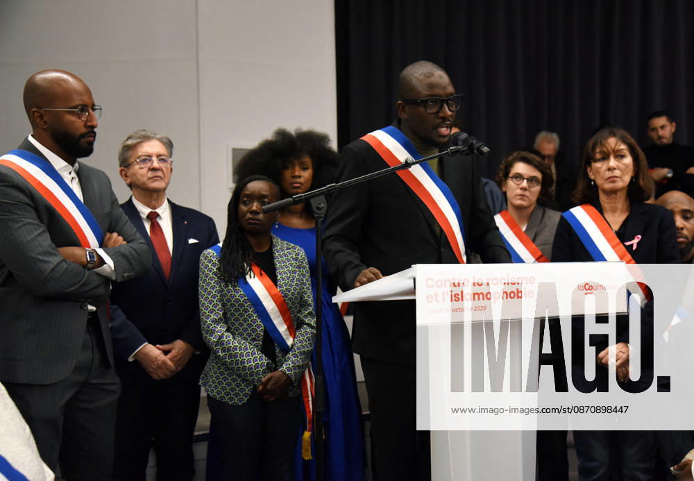 Jean-Luc Melenchon At Rally Against Racism In Tribute To Pengo Bossio Wangi - La Courneuve La Courneuve s mayor Aly Diouara during a rally against racism and islamophobia to Pengo Bossio Wangi, victim of a racist attack in Trappes, in the Yvelines departement near Paris, by bursts whose alleged perpetrator, Kevin T. is suspected of having acted by racism, La Courneuve, France on October 26, 2026. Photo by Alain Apaydin ABACAPRESS.COM La Courneuve France