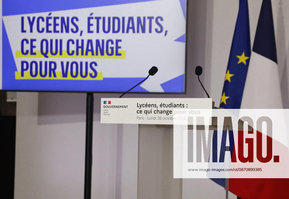 Edouard Geffray And Philippe Baptiste At Education Ministers Press Conference - Paris French Education Minister Edouard Geffray and Higher Education Minister Philippe Baptiste hold a joint press conference to present responses to high school and university students in Paris, France on October 26, 2026. Photo by Vernier JBV NEWS ABACAPRESS.COM Paris France