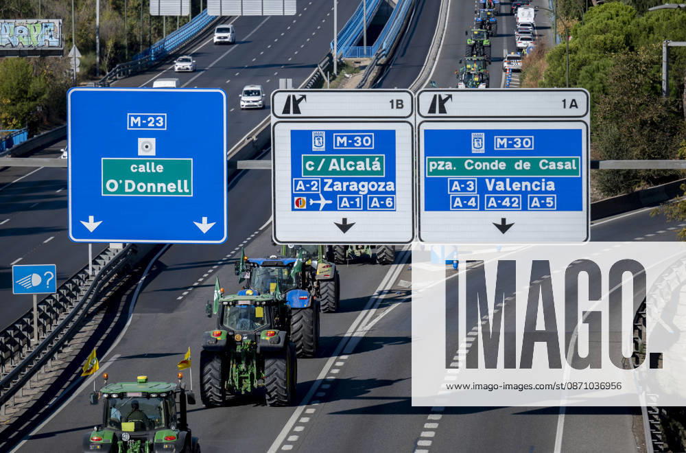 About 500 tractors take to the streets of Madrid to demand a profitable agricultural sector. Several tractors arrive in the capital on October 28, 2026, in Madrid, Spain. Nearly 500 tractors, accompanied by thousands of farmers and ranchers from all over Spain—called to action by Asaja, COAG, and Unión de Uniones, have taken to the streets of Madrid to demand urgent measures that guarantee the profitability of farms and the future of the countryside. October 28, 2026, Madrid, Spain
