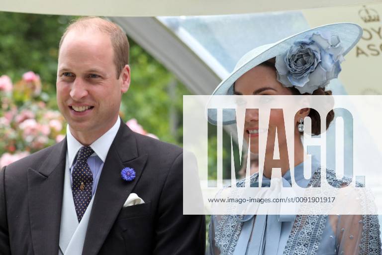 Ascot, Windsor, GBR Portrait of HRH Prince William and his wife Catherine, Duchess of Cambridge Ascot racecourse Kate Middleton, Duchess Kate, Portrait, Portrait, Royals, Prince William 190618D543ROYAL ASCOT JPG