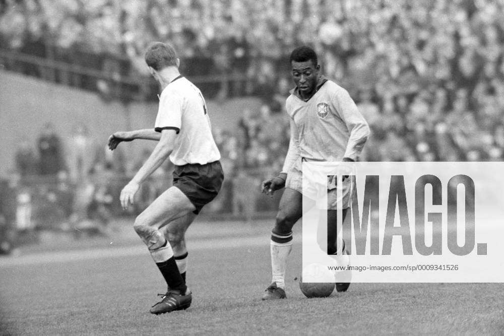 Länderspiel in Hamburg - BR Deutschland - Brasilien 1:2 - Pele (Brasilien, re.)