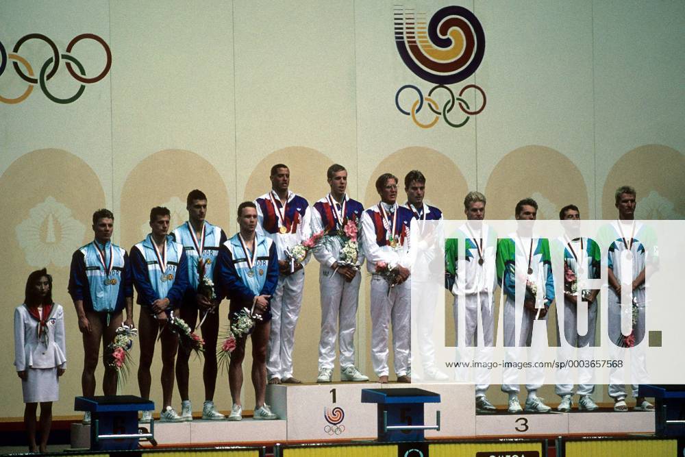 Siegerehrung 4 x 200 Meter Freistilstaffel bei den olympischen ...