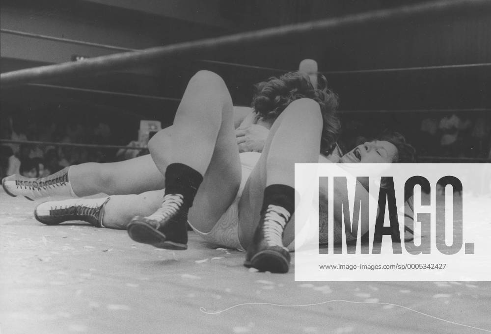 Hiroshima, Japan - Female wrestlers battle in Japan. JUMBO MIYAMOTO (up ...