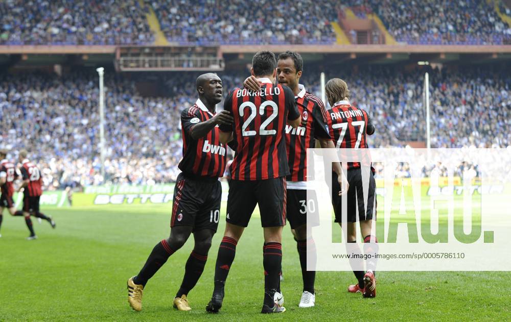 Marco Borriello Milan celebrates his 1 0 leading goal with