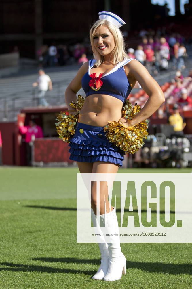 October 30, 2011: A San Francisco 49ers Gold Rush Cheerleader roots for her  team wearing a