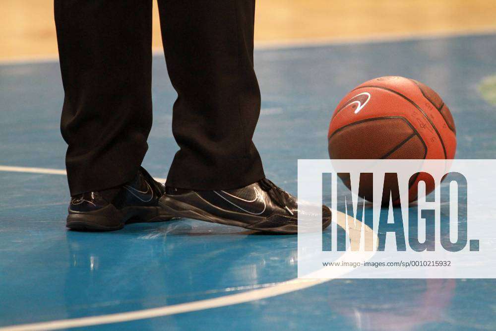 Nike ball of and the Nike shoes of a referee during Turkish Euroleague basketball