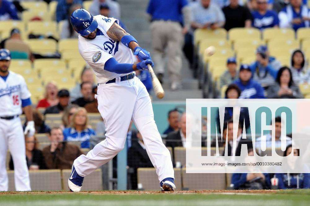 April 14 2012 Los Angeles, CA..Matt Kemp 27 of the Dodgers hits a