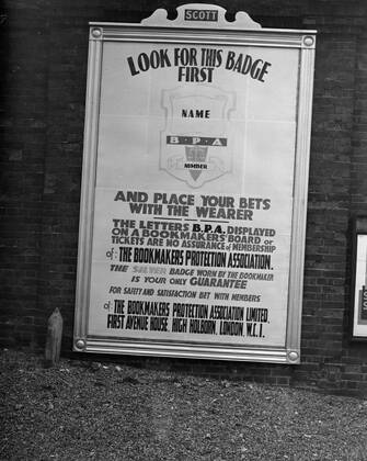 Sp Bookmakers Bookmakers protection Association Notice at Epsom . . 20 April
