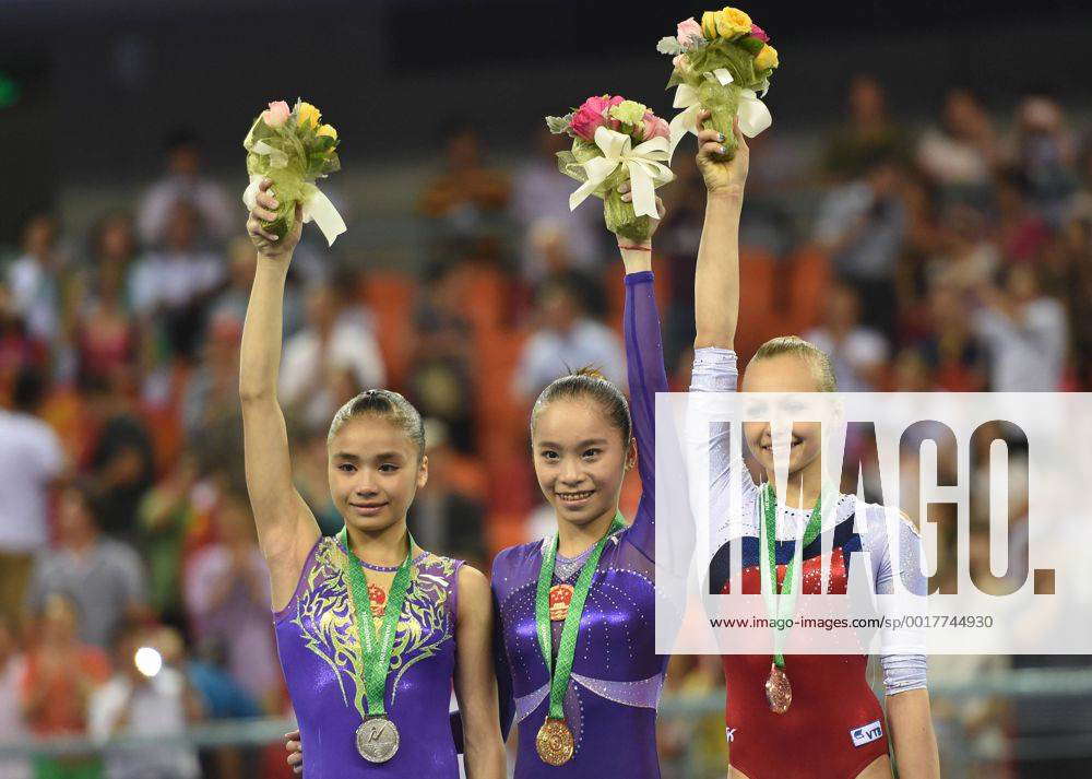 Chinese Gymnasts Yao Jinnan C Huang Huidan L And Russian Gymnast