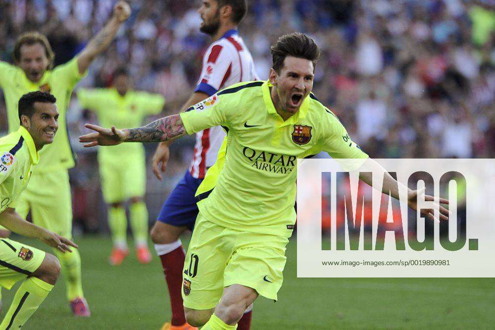 FC Barcelona Barca s Lionel Messi celebrates a goal during 2014-15