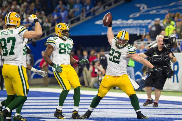 Ripkowski DETROIT, MI - JANUARY 01: Green Bay Packers full back Aaron Ripkowski ...