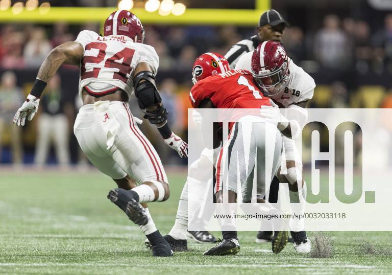 January 08 2018 Alabama Linebacker Mack Wilson 30 Makes The Tackle On Georgia Running Back Sony 2776