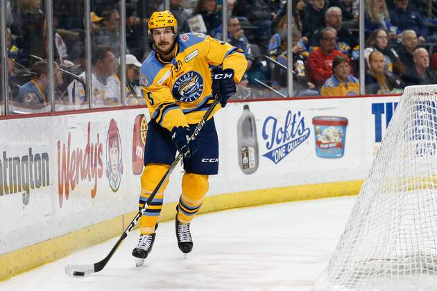 TOLEDO, OH - DECEMBER 17: Toledo Walleye forward Austen Brassard skates ...