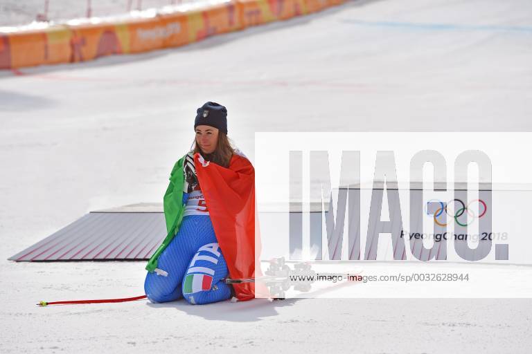 Sofia Goggia Ita Kneel Italian Flag Attached To And Worship Ski After Her Olympic Victory Alpine 5917