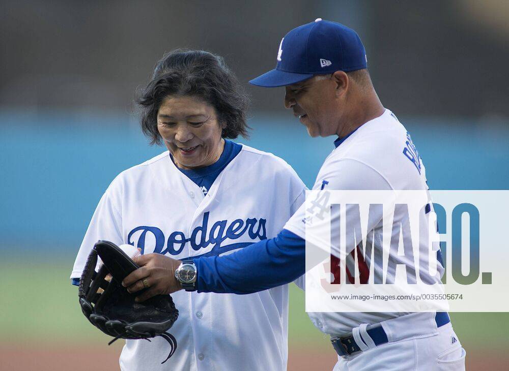 Eiko Roberts with her son, Dave Roberts, LAD // July 13, 2018 v LAA