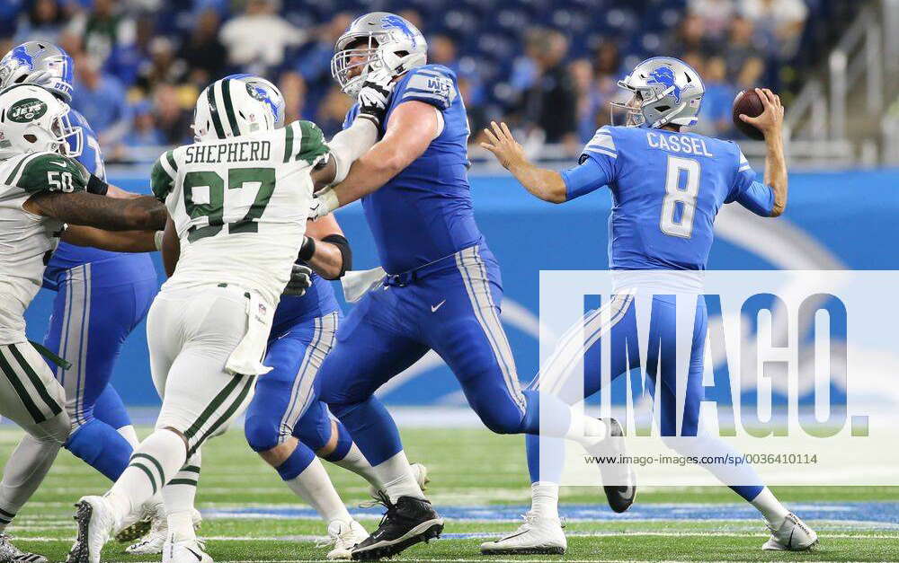 Detroit Lions quarterback Detroit Lions quarterback Matt Cassel (8) looks  to throw a pass against the New York Jets during an NFL football game in  Detroit, Monday, Sept. 10, 2018. (Jeff Haynes/AP