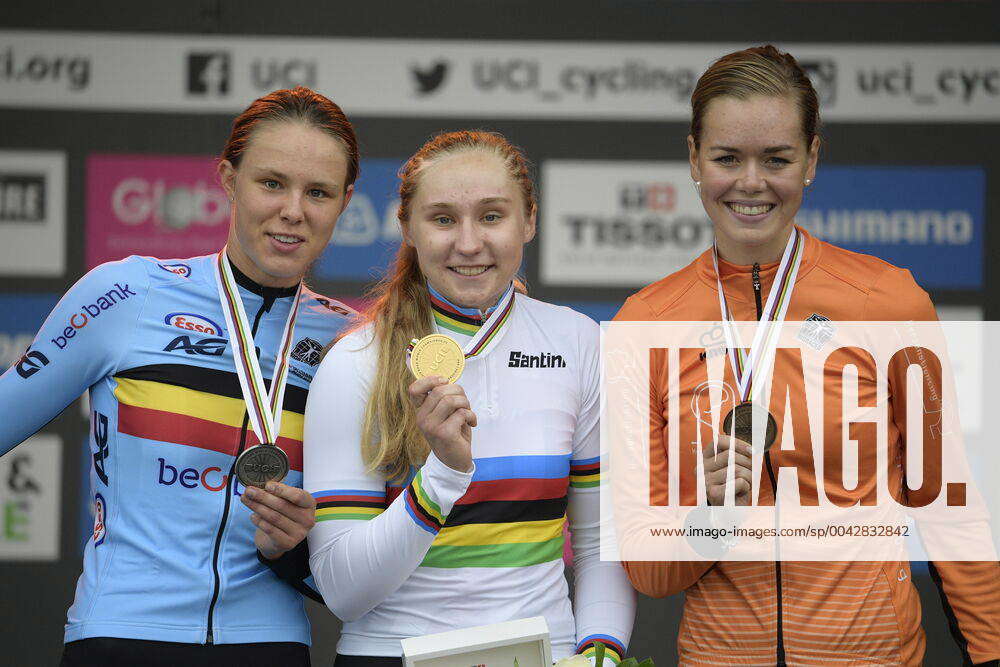 Belgian Julie De Wilde , winner of the silver medal, American Megan ...