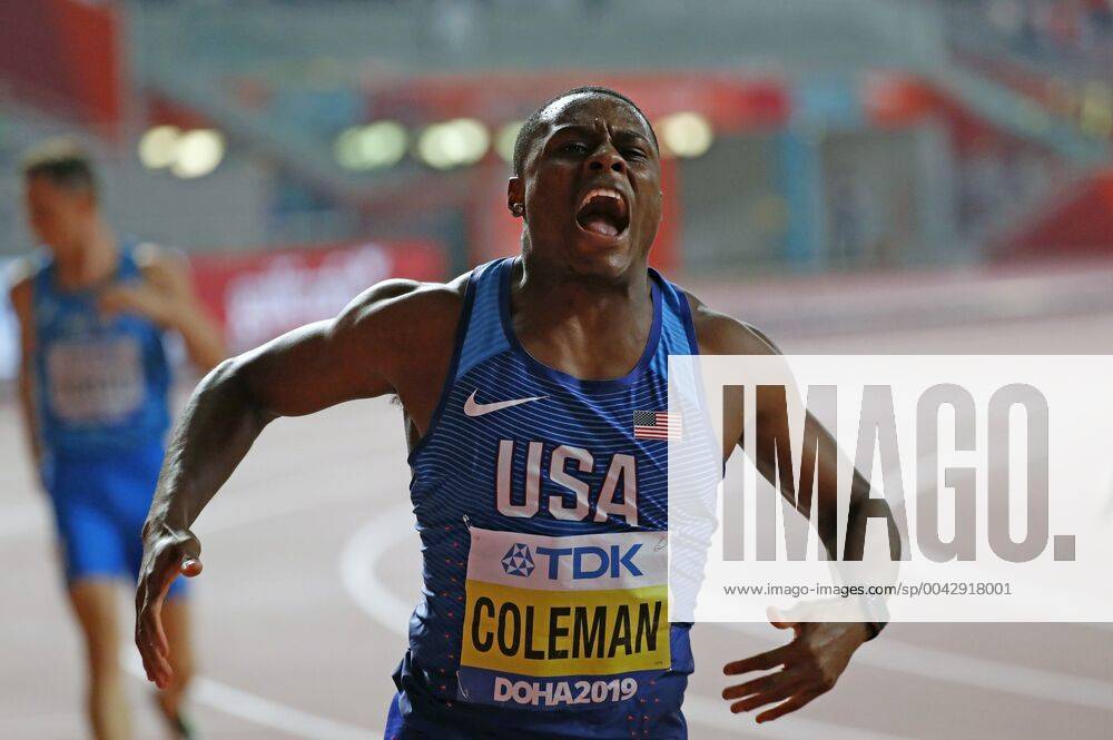 US Christian Coleman Celebrates His Victory At The Men S 100m Final Of ...