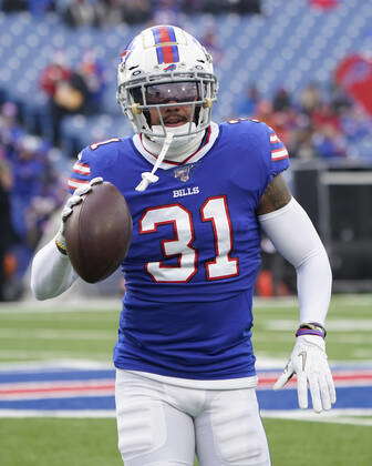 FILE - Buffalo Bills strong safety Dean Marlowe walks off the field after  an NFL football game against the New York Jets in Orchard Park, N.Y., in  this Sunday, Sept. 13, 2020