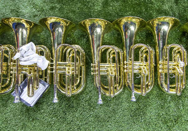 : A general view of the Baylor band instruments prior to NCAA, College ...