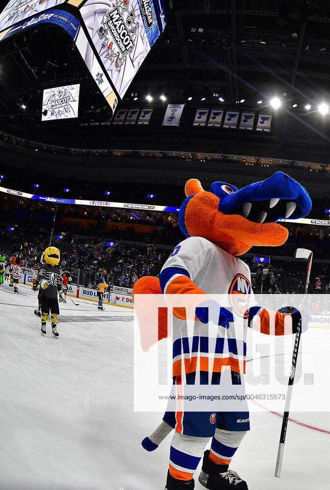 ST. LOUIS, MO. - JANUARY 25: New York Islanders mascot Sparky the ...