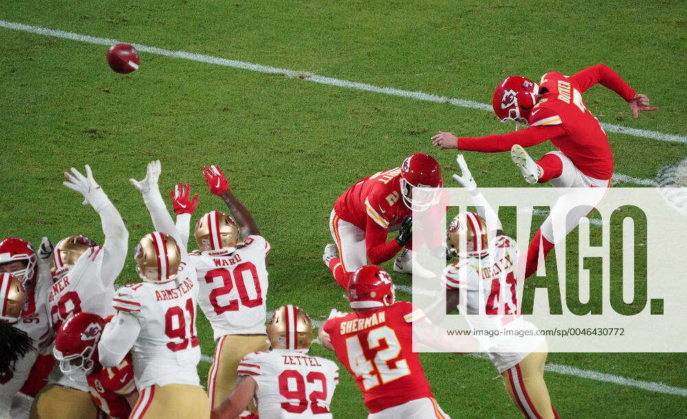 Kansas City Chiefs kicker Harrison Butker (7) kicks a field goal