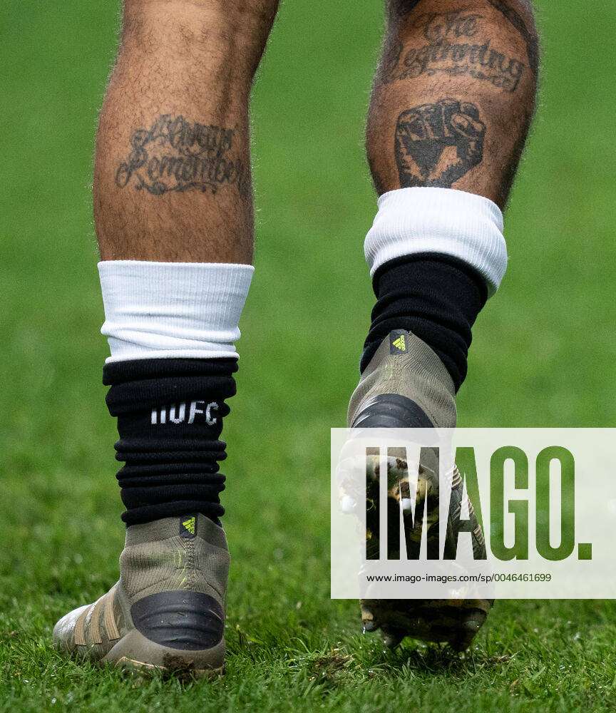 The Leg Tattoos of DeAndre Yedlin of Newcastle United displaying Always  Remember The Beginning durin