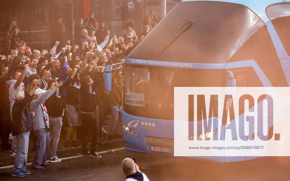 Players of HNK Rijeka acknowledge the fans after the UEFA Europa