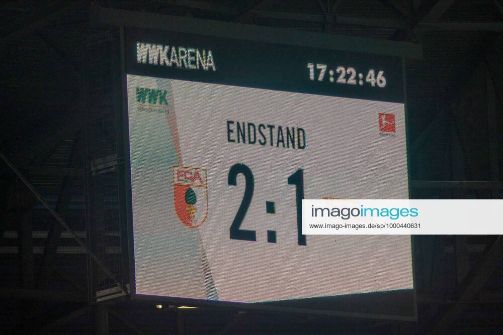 Final Score 2 1 On The Scoreboard, Monitor, FC Augsburg Vs 1 FC Union ...