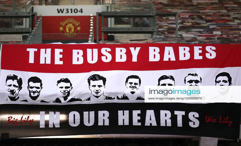 Manchester United ManU V Everton Premier League Old Trafford A Flag Honouring The Busby Babes