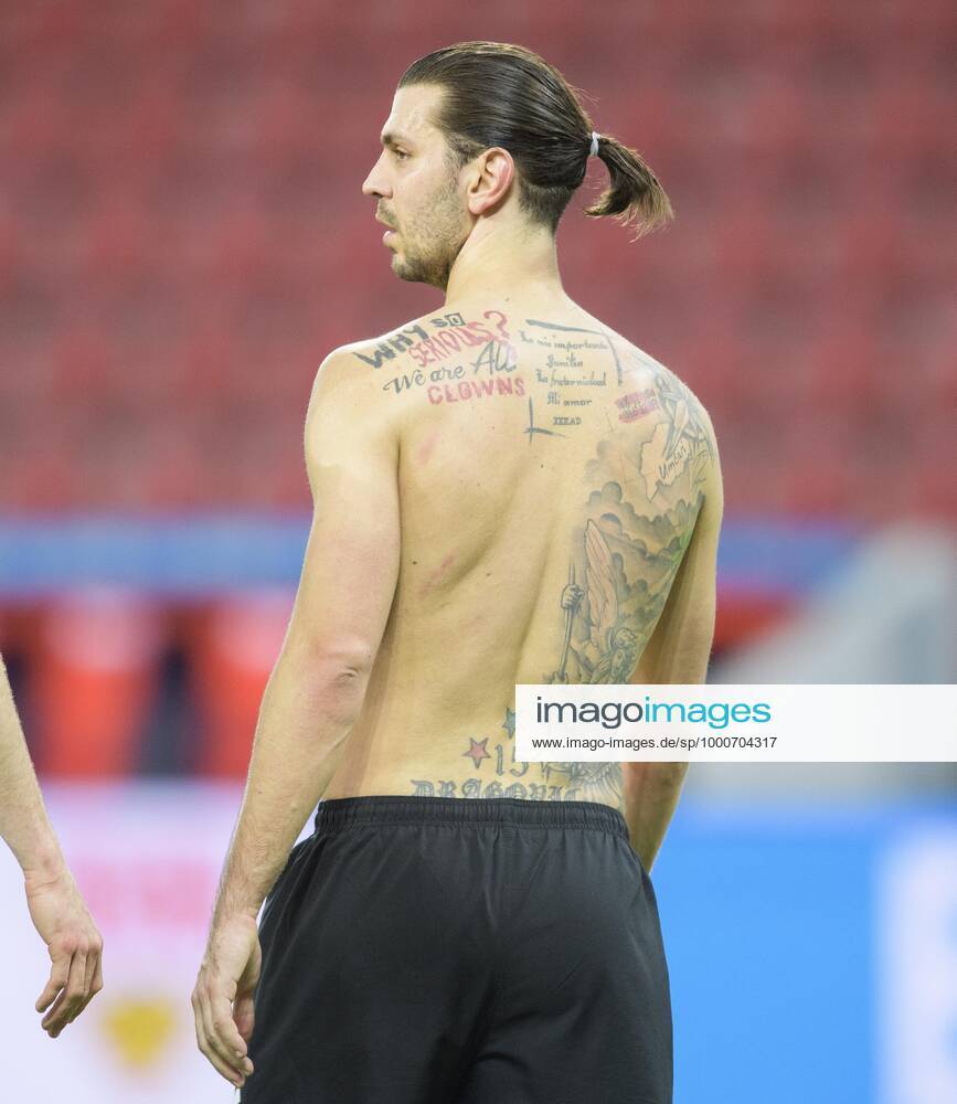 Aleksandar DRAGOVIC LEV with naked upper body, tattoo, we are all clowns  why so serious Football