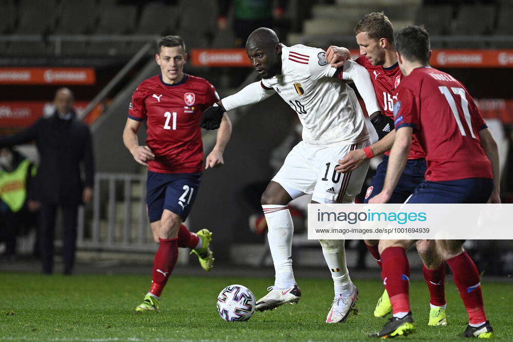 L-R Tomas Holes Of Czech, Romelu Lukaku Of Belgium And Tomas Soucek And ...