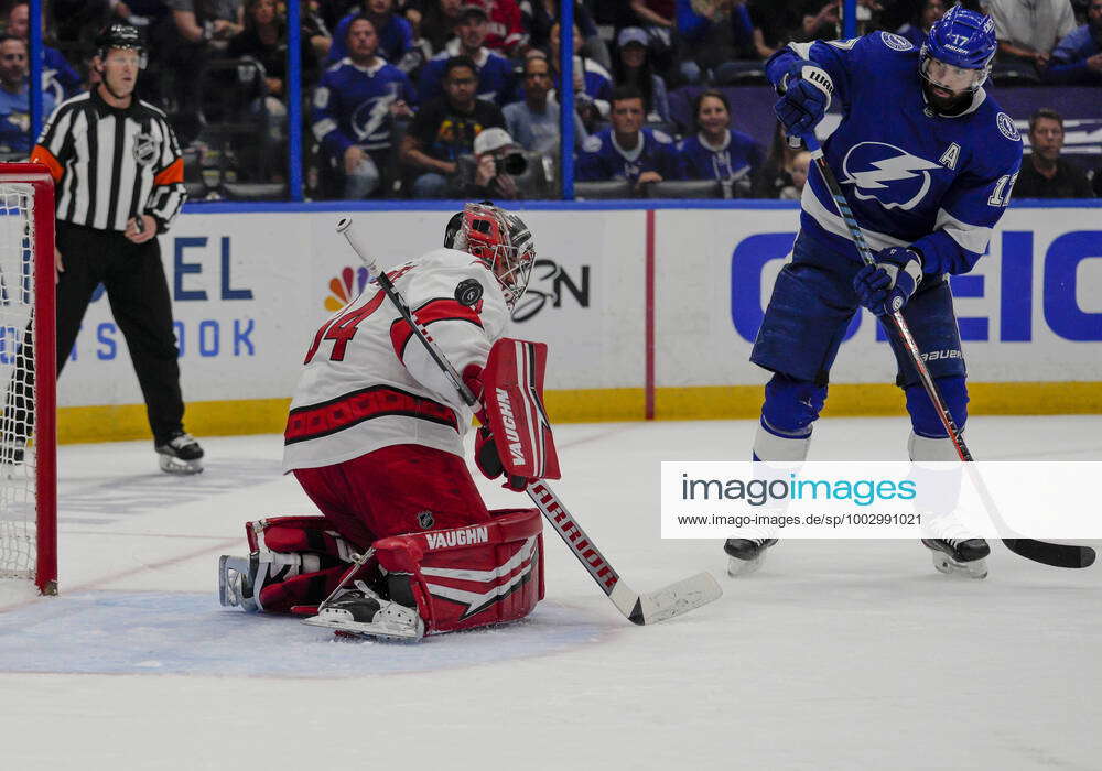 TAMPA, FL - JUNE 03: Carolina Hurricanes goaltender Petr Mrazek (34 ...