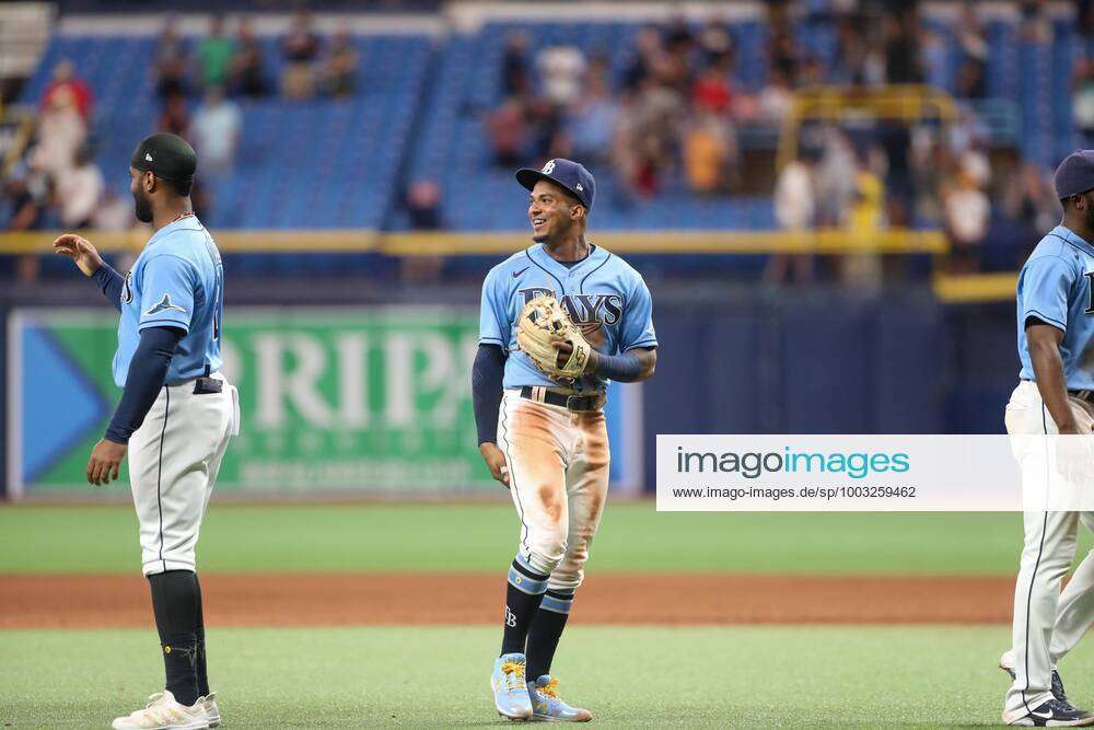 June 23, 2021, Florida, USA: Tampa Bay Rays shortstop Wander Franco  celebrates after his first ever