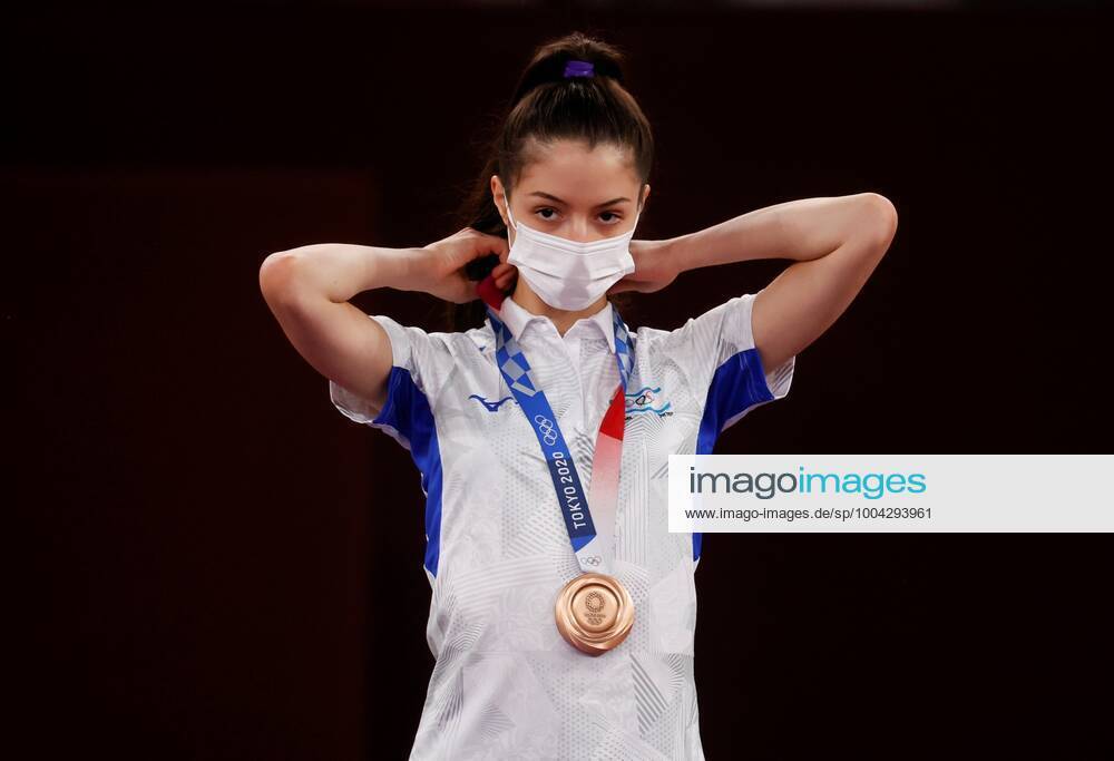 Serbia s Tijana Bogdanovic celebrates on the podium after receiving the ...