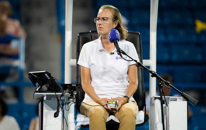 CINCINNATI, UNITED STATES: Miriam Bley in action during the second round of  the 2021 Western
