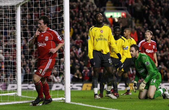 Mandatory Credit: Photo by Ian Hodgson Ihn Shutterstock (3386668a) Robbie Fowler Scores Liverpool s First Goal Of The Night. Football Liverpool Vs Arsenal (3-6) Carling Cup Quarter Final Anfield Liverpool. 09 01 07 Fowler Cele 1-1 Picture By Ian Hodgson daily Mail Robbie Fowler Scores Liverpool s First Goal Of The Night. Football Liverpool Vs Arsenal (3-6) Carling Cup Quarter Final Anfield Liverpool. 09 01 07 Fowler Cele 1-1 Picture By Ian Hodgson daily Mail EDITORIAL USE ONLY No use with unauthorised audio, video, data, fixture lists (outside the EU), club league logos or live services. Online in-match use limited to 45 images ( 15 in extra time). No use to emulate moving images. No use in betting, games or single club league player publications services. Robbie Fowler Scores Liverpool s First Goal Of The Night. Football Liverpool Vs Arsenal (3-6) Carling Cup Quarter Final Anfield Liverpool. 09 01 07 Fowler Cele 1-1 Picture By Ian Hodgson daily Mail EDITORIAL USE ONLY No use with unauthorised audio, video, data, fixture lists (outside the EU), club league logos or live services. Online in-match use limited to 45 images ( 15 in extra time). No use to emulate moving images. No use in betting, games or  Copyright: xIanxHodgson Ihn Shutterstockx 3386668a